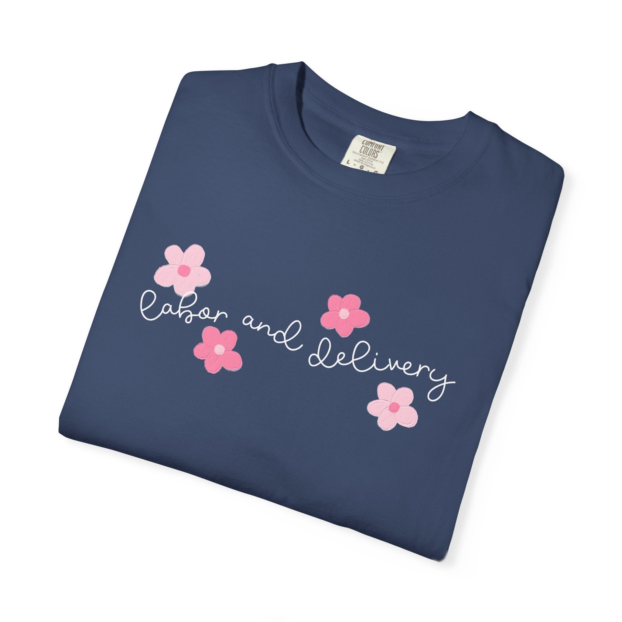 T-Shirt — “Easier and Delivery” Pink Flower Script Tee