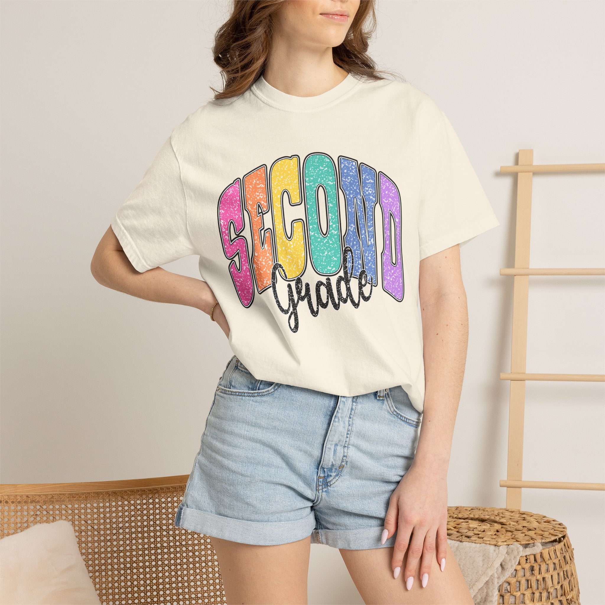 Second Grade T‑Shirt — Colorful Retro Rainbow Back‑to‑School Tee