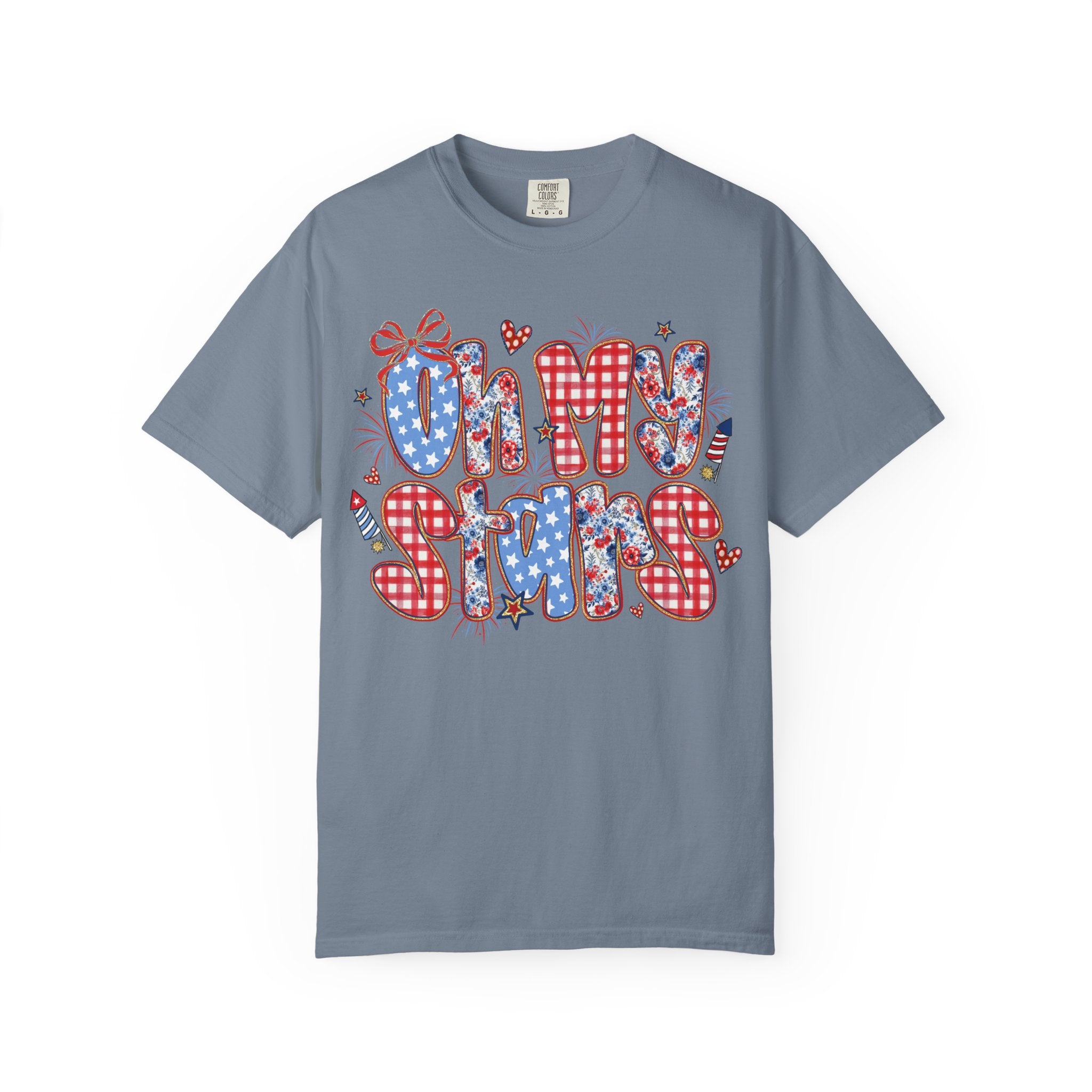 Oh My Stars T-Shirt — Patriotic Red, White & Blue Graphic Tee
