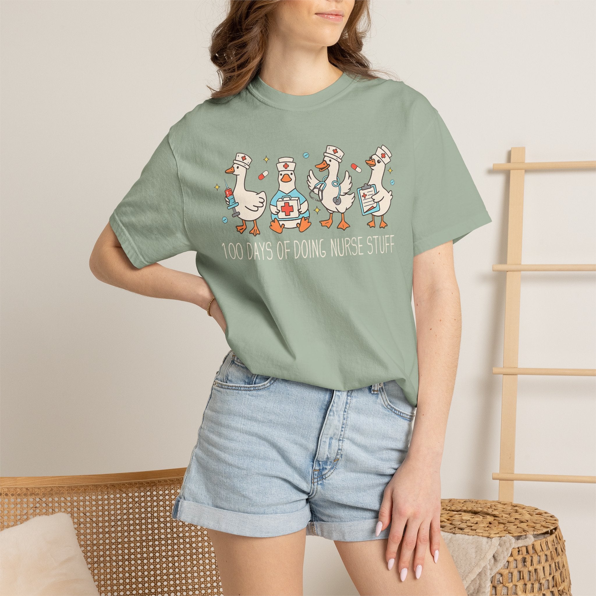 Nurse Ducks Tee — "100 Days of Doing Nurse Stuff" Garment-Dyed T-Shirt
