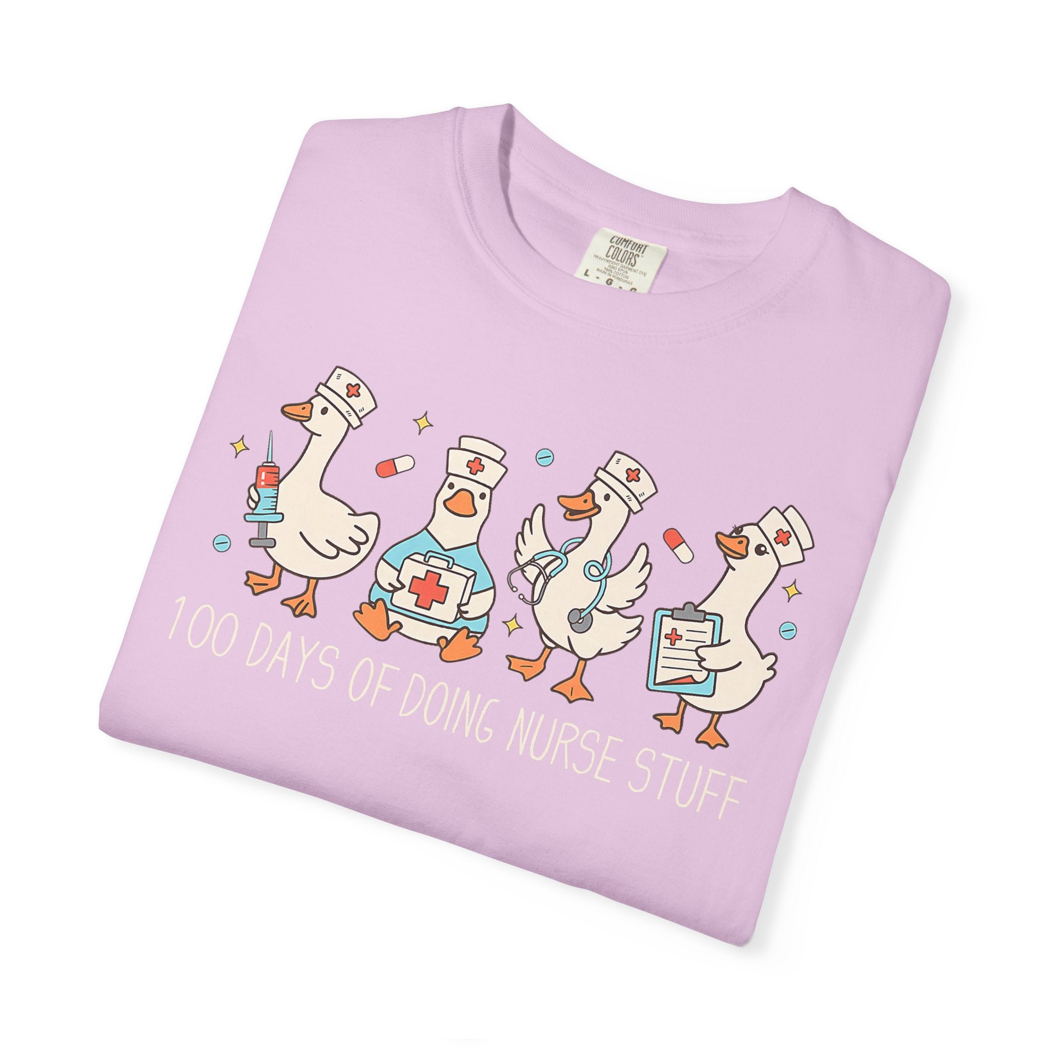 Nurse Ducks Tee — "100 Days of Doing Nurse Stuff" Garment-Dyed T-Shirt