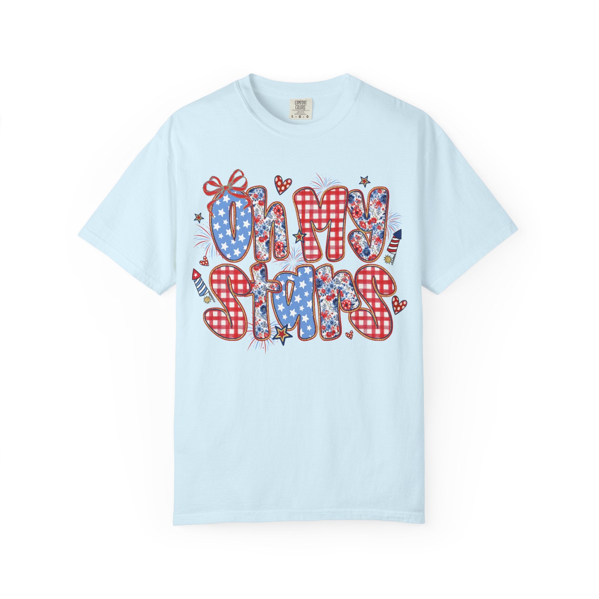 Oh My Stars T-Shirt — Patriotic Red, White & Blue Graphic Tee