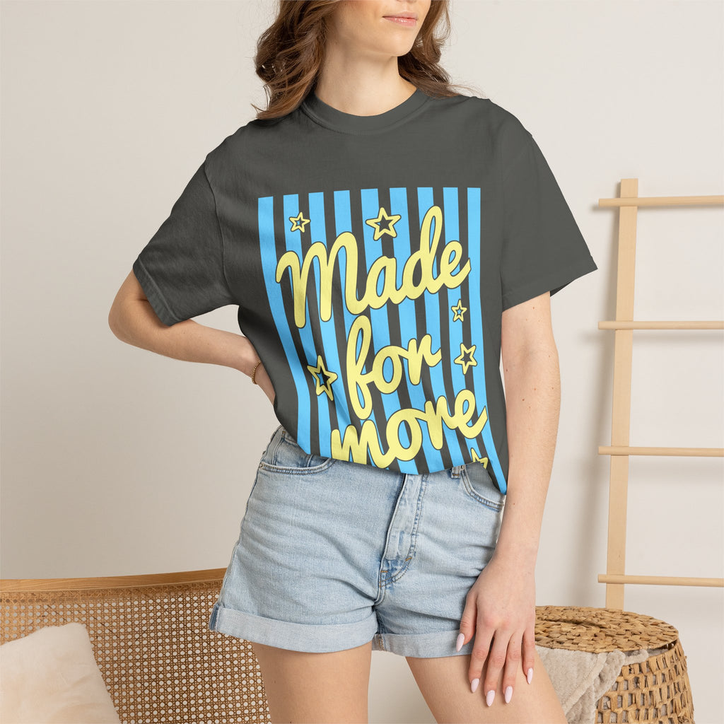 Made for More Orange Graphic T-Shirt — Retro Stripe & Stars Motivational Tee