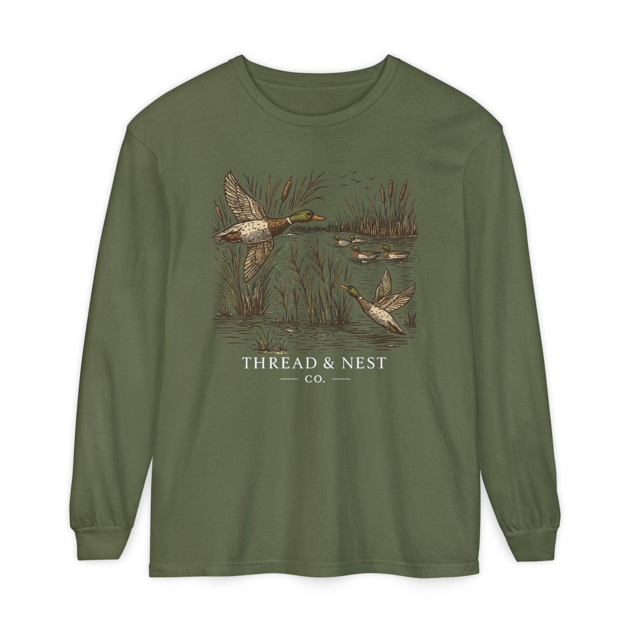 Duck Marsh Long Sleeve T-Shirt — Thread & Nest Co. Vintage Waterfowl Graphic