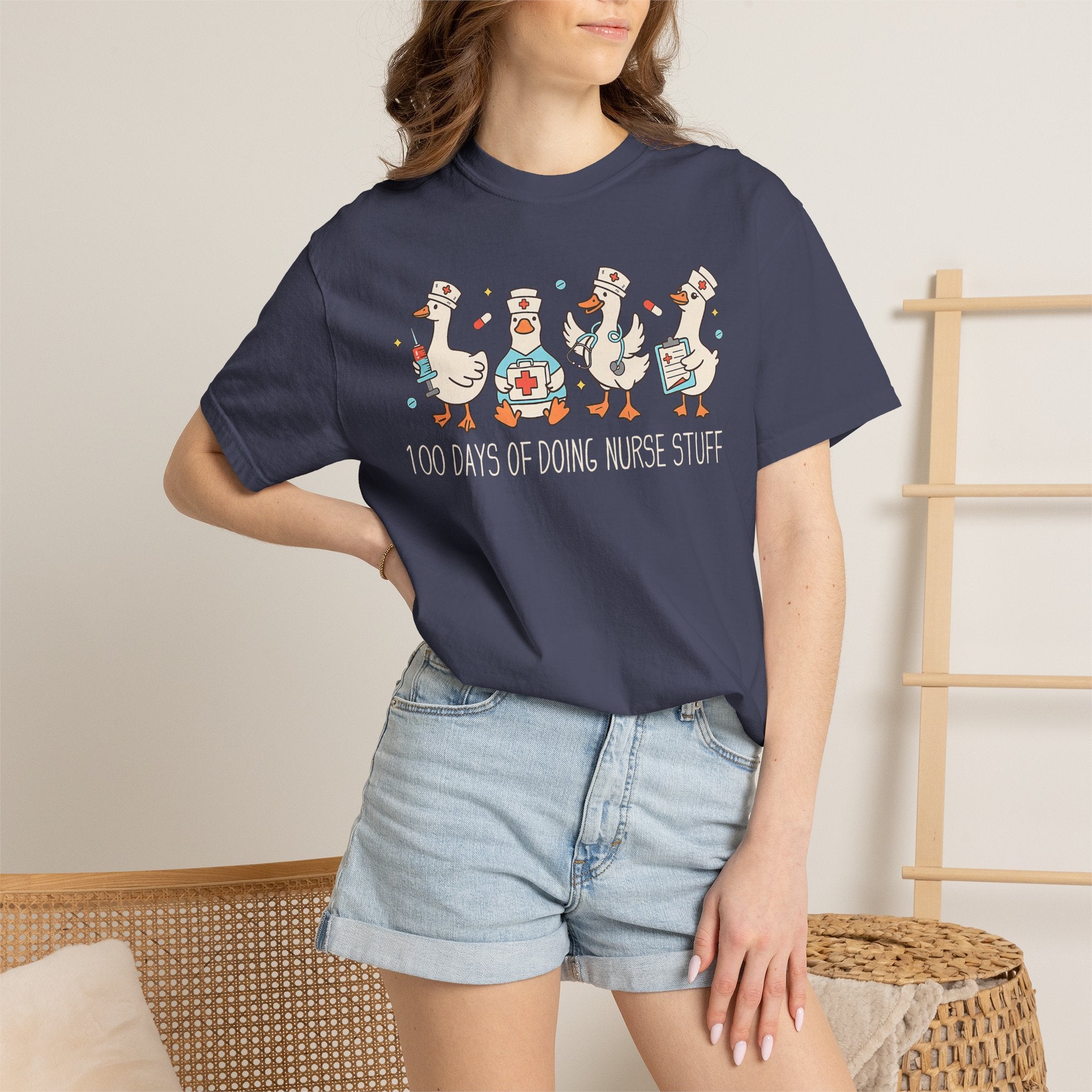 Nurse Ducks Tee — "100 Days of Doing Nurse Stuff" Garment-Dyed T-Shirt