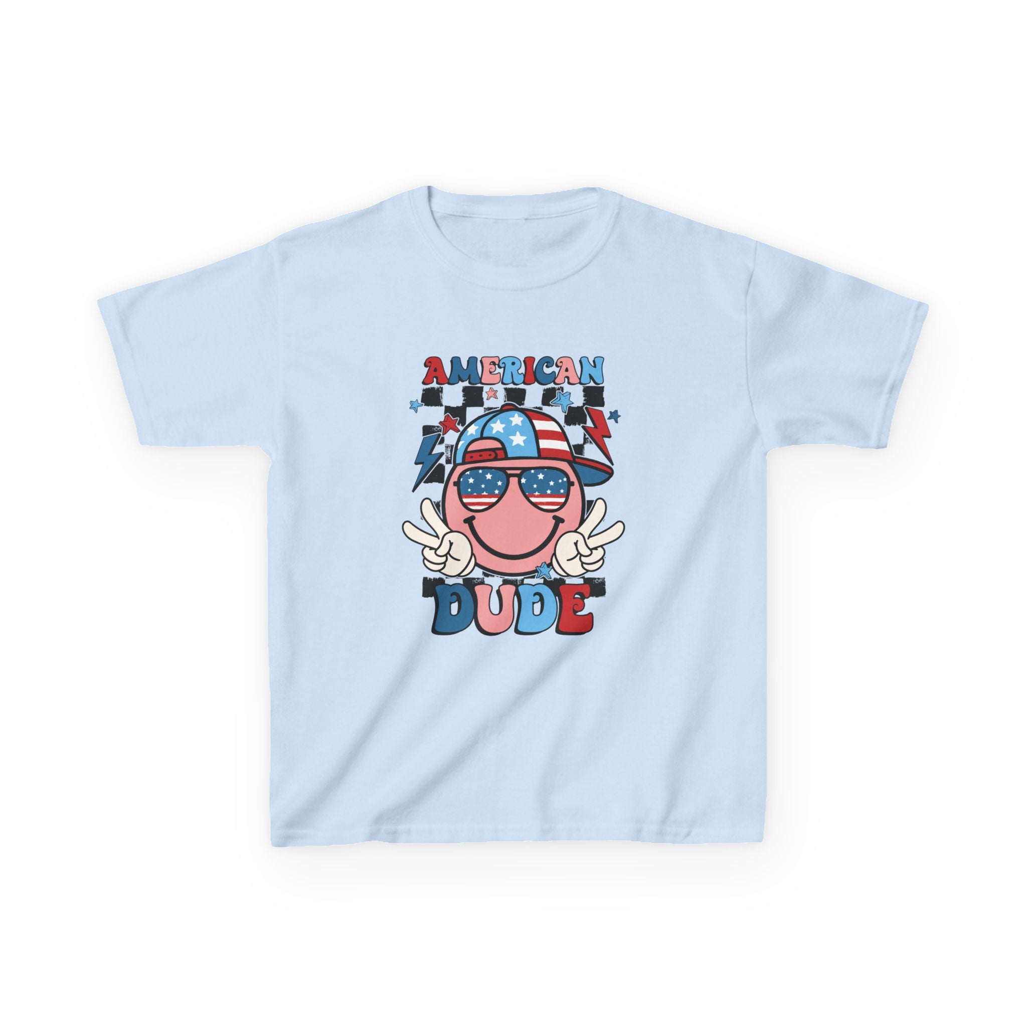 Kids Tee — "American Dude" Patriotic 4th of July Graphic