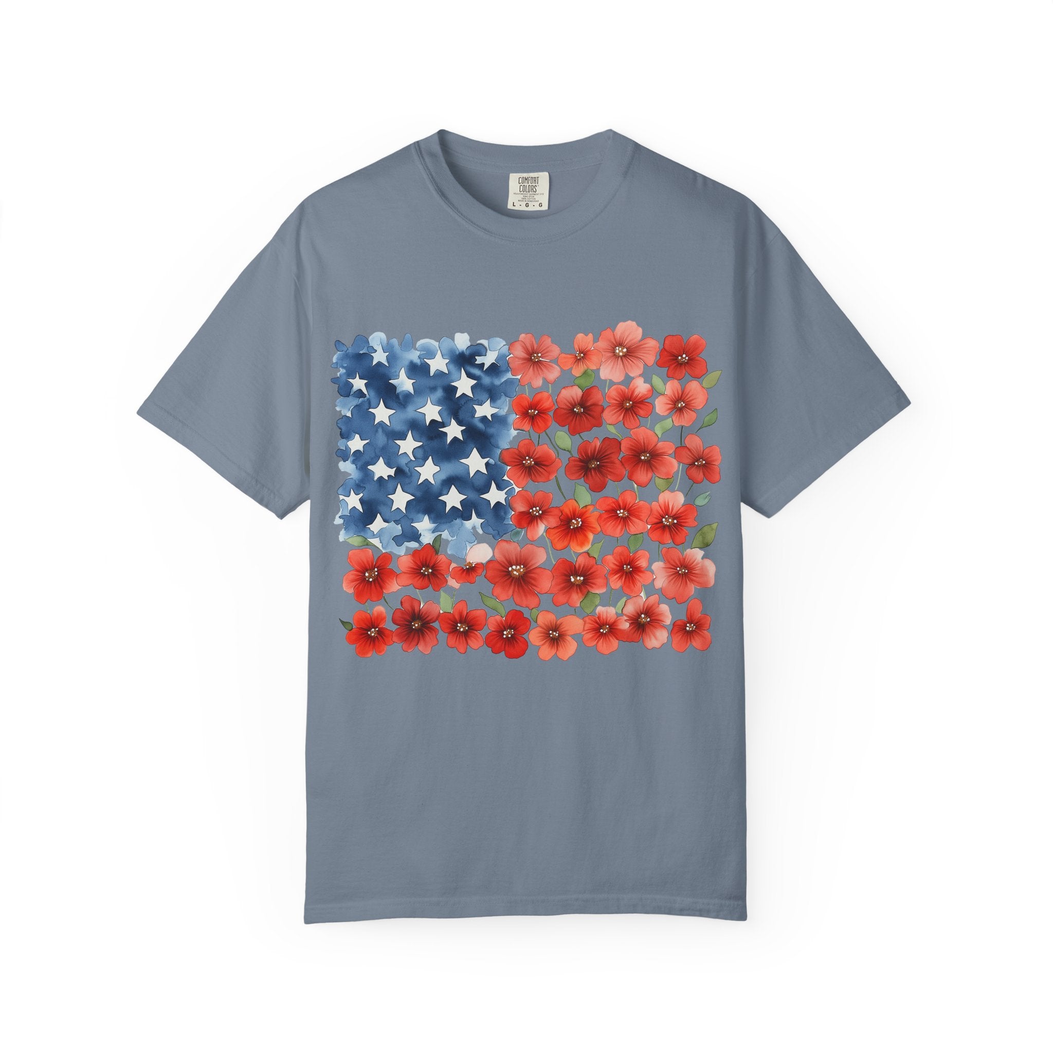 Poppy American Flag T-Shirt — Floral USA Patriotic Tee