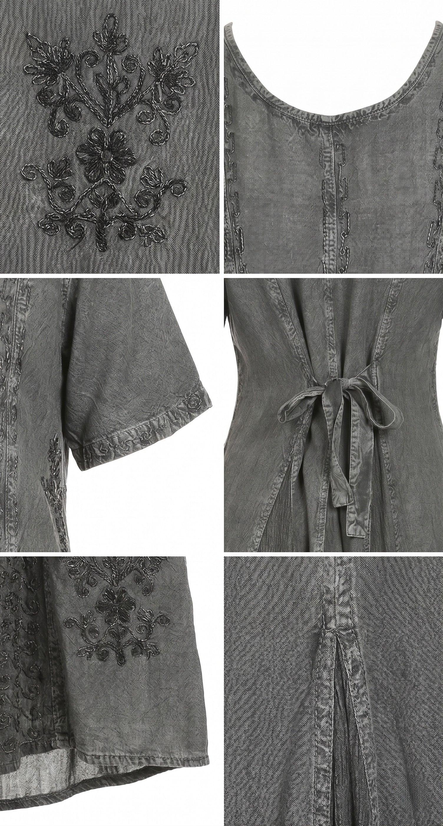 Sakkas Hailey Cap Sleeve Caftan Long Embroidered Stonewashed Dress
